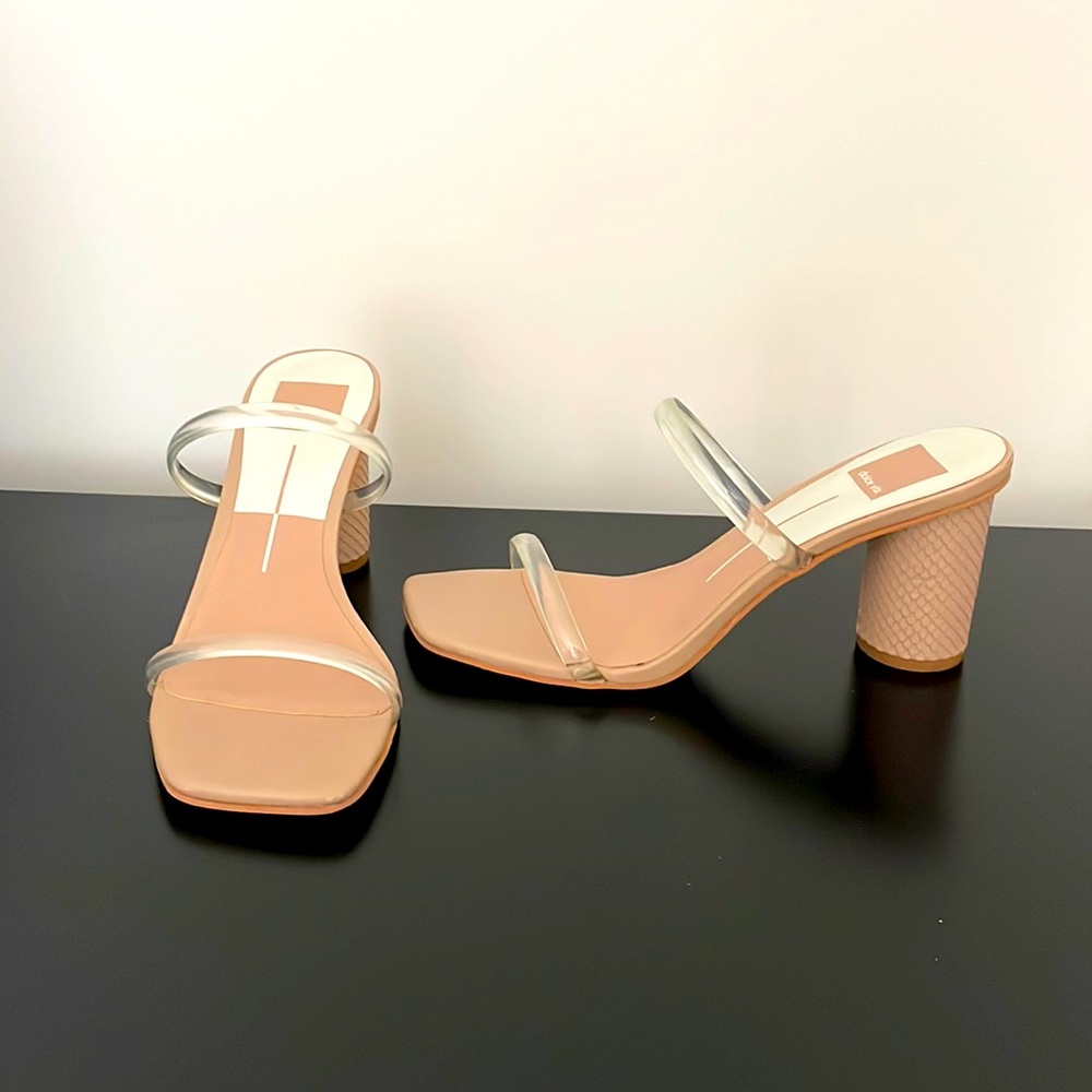 Brand new never worn Dolce Vita nude heels with clear strap. 3.5 inch heel.